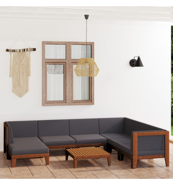 Salon de jardin 8 pcs avec coussins Bois d'acacia solide | Mobilier & Déco