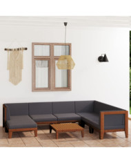 Salon de jardin 8 pcs avec coussins Bois d'acacia solide | Mobilier & Déco