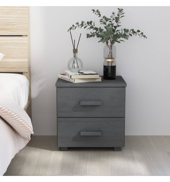 Table de chevet HAMAR Gris foncé 40x35x44,5 cm Bois pin massif | Mobilier & Déco