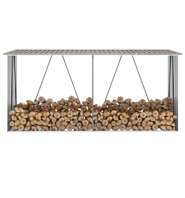 Abri de stockage de bois Acier galvanisé 330x84x152 cm Marron | Mobilier & Déco