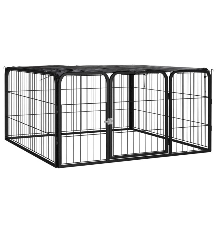 Parc pour chien 4 panneaux Noir 100x50cm Acier enduit de poudre | Mobilier & Déco