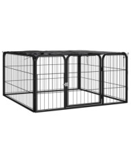Parc pour chien 4 panneaux Noir 100x50cm Acier enduit de poudre | Mobilier & Déco
