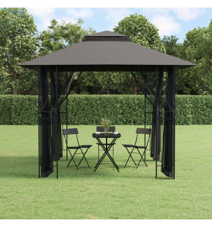 Belvédère avec parois latérales anthracite 300x300x270 cm acier | Mobilier & Déco