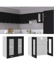 Armoire en verre suspendue "Lyon" Noir 60x31x60 cm | Mobilier & Déco