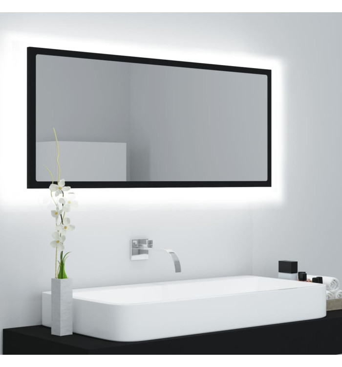 Miroir à LED de salle de bain Noir 100x8,5x37 cm Acrylique | Mobilier & Déco