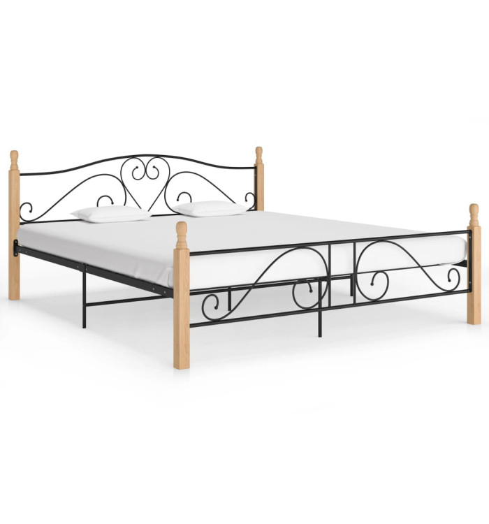 Cadre de lit sans matelas noir métal 180x200 cm | Mobilier & Déco