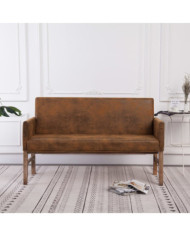 Banc avec accoudoir 140 cm Marron Similicuir daim | Mobilier & Déco