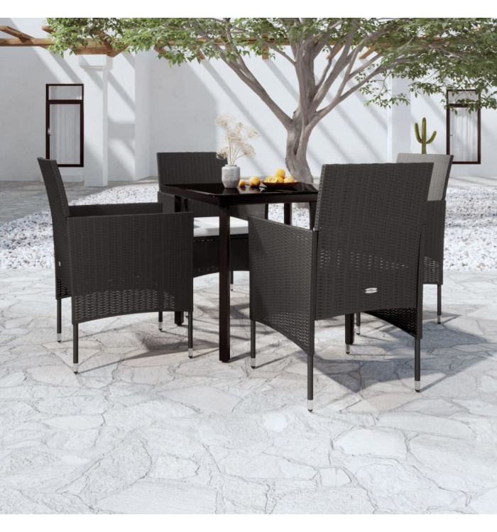 Ensemble à manger de jardin avec coussins 5 pcs Noir | Mobilier & Déco