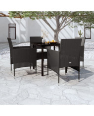 Ensemble à manger de jardin avec coussins 5 pcs Noir | Mobilier & Déco