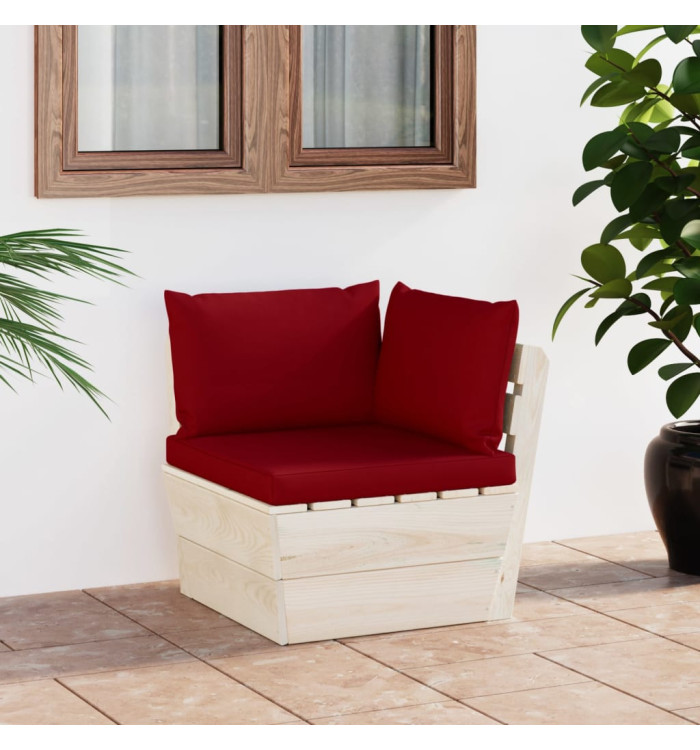 Canapé d'angle palette de jardin avec coussins Épicéa imprégné | Mobilier & Déco