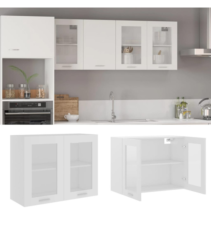 Armoire en verre suspendue "Lyon" Blanc 80x31x60 cm | Mobilier & Déco