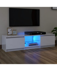 Meuble TV avec lumières LED blanc brillant 140x40x35,5 cm | Mobilier & Déco