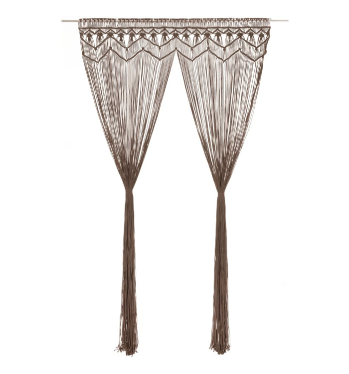 Rideau en macramé Taupe 140x240 cm Coton | Mobilier & Déco