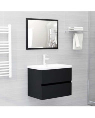 Ensemble de meubles salle de bain 2 pcs noir bois d'ingénierie | Mobilier & Déco