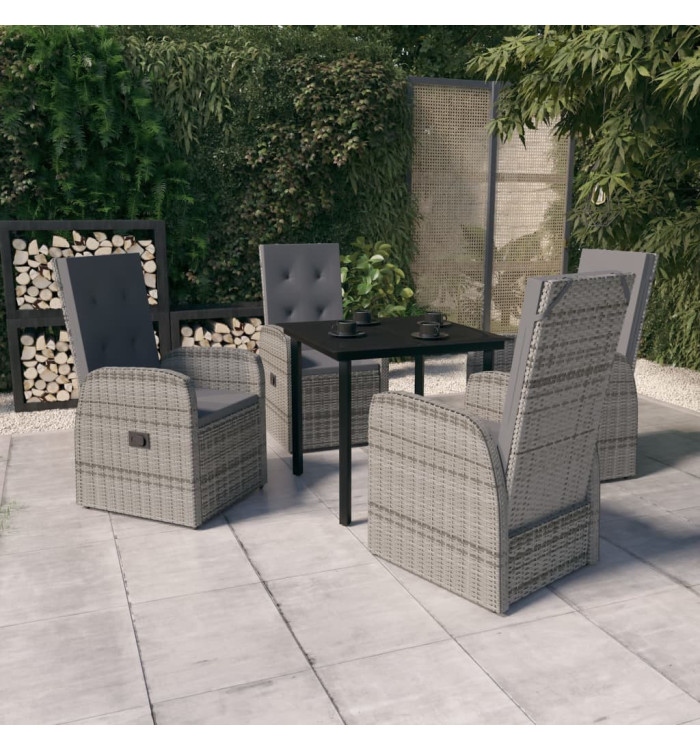 Ensemble à manger de jardin avec coussins 5 pcs Gris | Mobilier & Déco