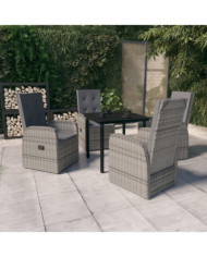 Ensemble à manger de jardin avec coussins 5 pcs Gris | Mobilier & Déco