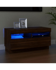 Meuble TV avec lumières LED chêne marron 80x35x40 cm | Mobilier & Déco