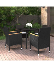 Ensemble à manger de jardin coussins 5 pcs Résine tressée Verre | Mobilier & Déco