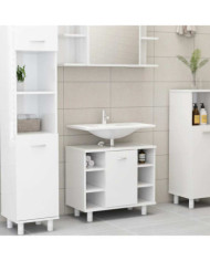 Armoire de salle de bain Blanc brillant Bois d’ingénierie | Mobilier & Déco