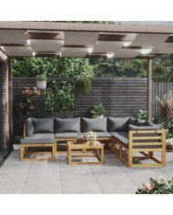 Salon de jardin 8 pcs avec coussin Bois d'acacia solide | Mobilier & Déco