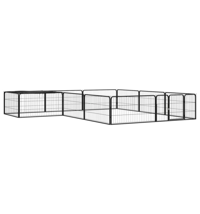 Parc pour chien 12panneaux Noir 100x50cm Acier enduit de poudre | Mobilier & Déco