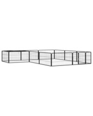 Parc pour chien 12panneaux Noir 100x50cm Acier enduit de poudre | Mobilier & Déco