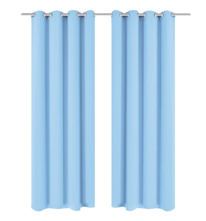 Rideau avec œillets métalliques 2 pcs 135 x 175 cm Turquoise | Mobilier & Déco