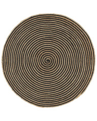 Tapis fait à la main Jute avec design de spirale Noir 90 cm | Mobilier & Déco