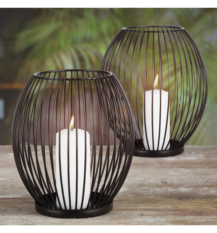 HI Ensemble de bougeoirs 2 pcs Noir | Mobilier & Déco