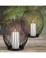 HI Ensemble de bougeoirs 2 pcs Noir | Mobilier & Déco
