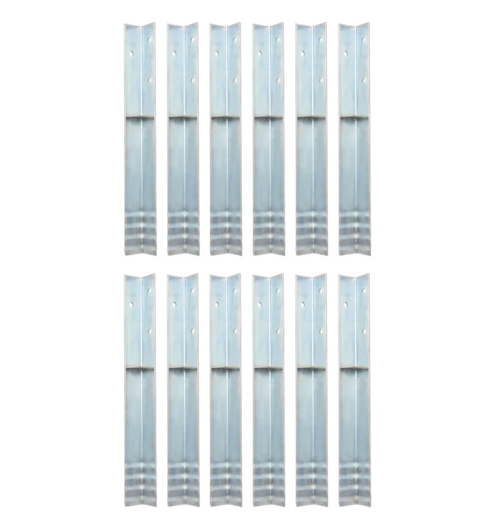 Piquet de sol en forme de L 12 pcs Acier galvanisé 5 x 5 x 50cm | Mobilier & Déco