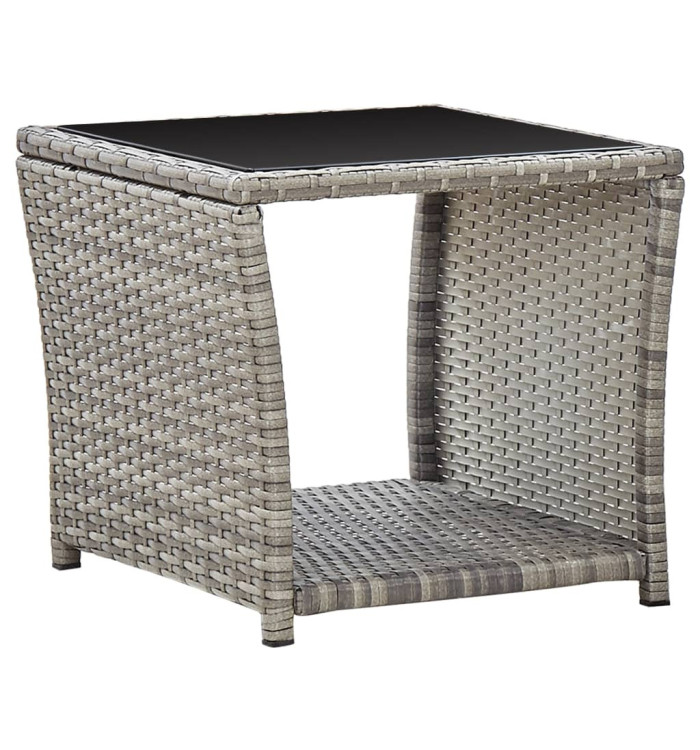 Table basse Gris 45x45x40 cm Résine tressée et verre | Mobilier & Déco