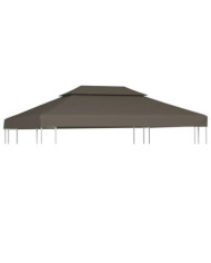 Toile supérieure de belvédère 2 niveaux 310 g/m² 4x3 m Taupe | Mobilier & Déco