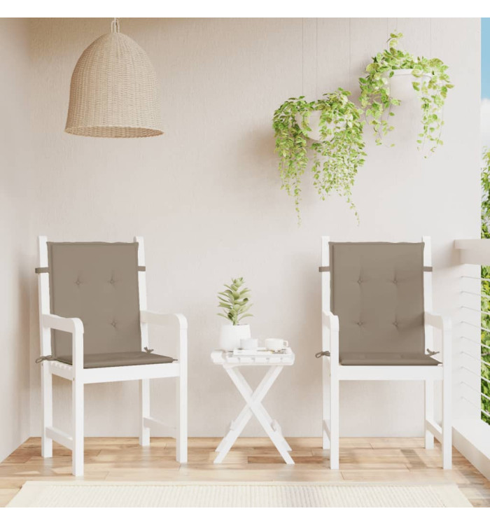 Coussins de chaise de jardin à dossier bas lot de 2 taupe | Mobilier & Déco