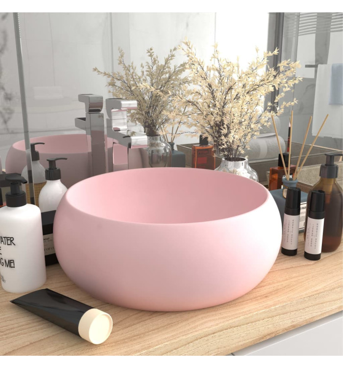 Lavabo rond de luxe Rose mat 40x15 cm Céramique | Mobilier & Déco