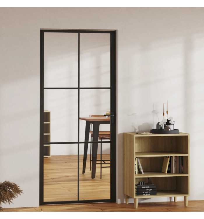 Porte intérieure Verre ESG et aluminium 93x201,5 cm Noir | Mobilier & Déco
