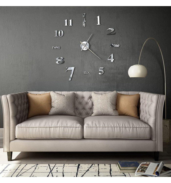 Horloge murale 3D Design moderne 100 cm XXL Argenté | Mobilier & Déco