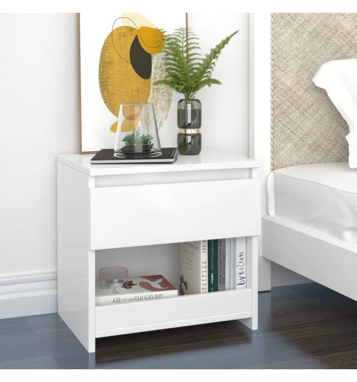 Tables de chevet 2 pcs Blanc brillant 40x30x39 cm Aggloméré | Mobilier & Déco