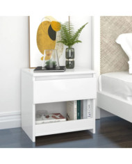 Tables de chevet 2 pcs Blanc brillant 40x30x39 cm Aggloméré | Mobilier & Déco