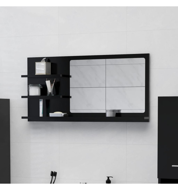 Miroir de salle de bain noir 90x10,5x45 cm bois d’ingénierie | Mobilier & Déco