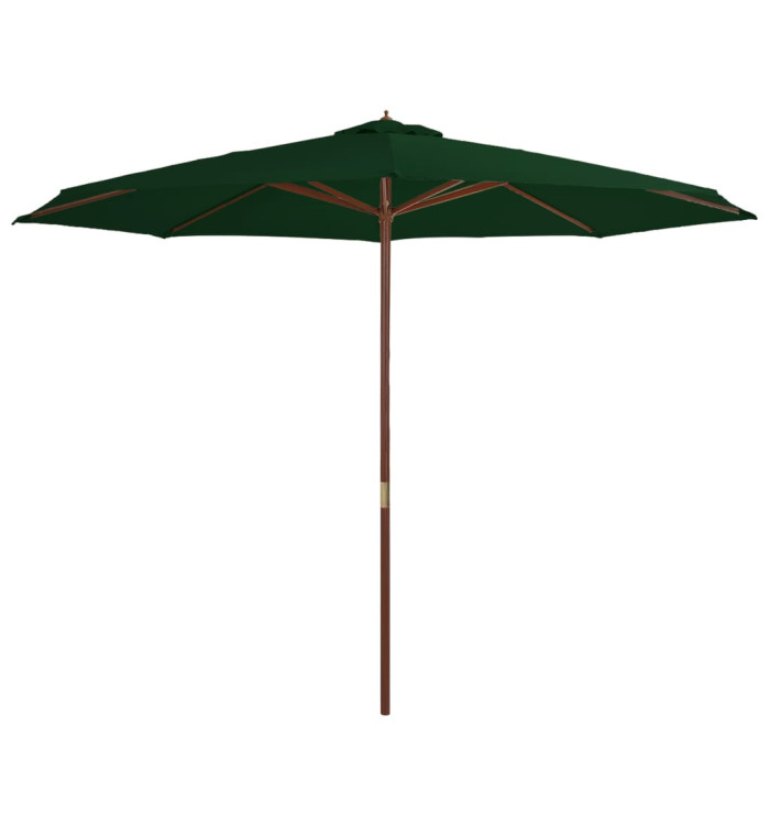 Parasol d'extérieur avec mât en bois 350 cm Vert | Mobilier & Déco