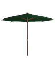 Parasol d'extérieur avec mât en bois 350 cm Vert | Mobilier & Déco