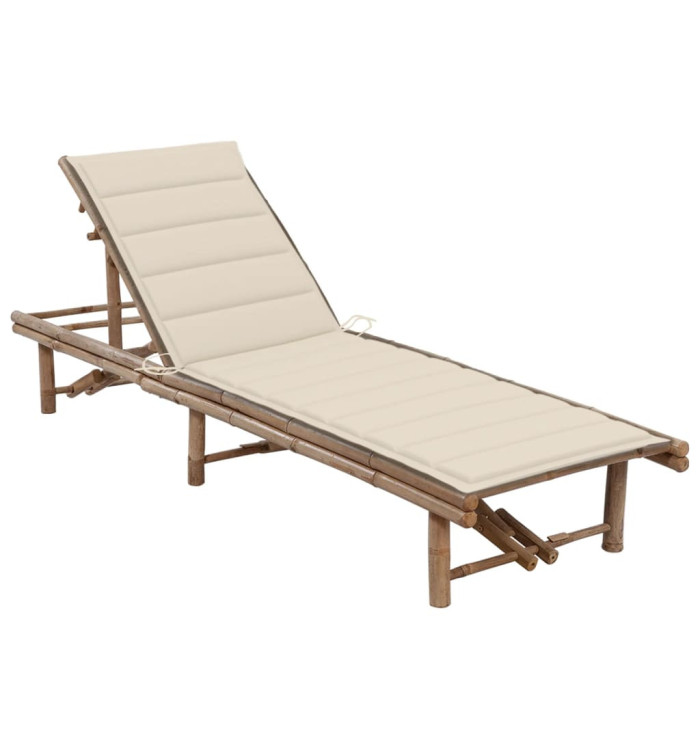 Chaise longue de jardin avec coussin Bambou | Mobilier & Déco
