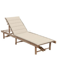 Chaise longue de jardin avec coussin Bambou | Mobilier & Déco