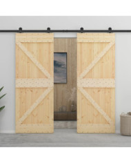 Porte coulissante avec kit de quincaillerie 80x210cm Pin massif | Mobilier & Déco