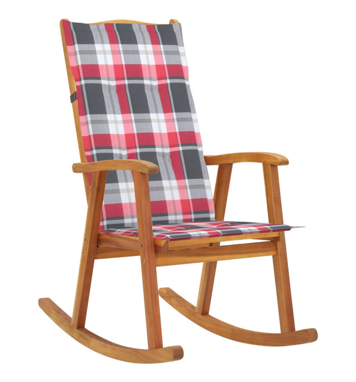 Chaise à bascule avec coussins Bois d'acacia massif | Mobilier & Déco