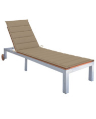Chaise longue avec coussin Bois d'acacia et acier galvanisé | Mobilier & Déco
