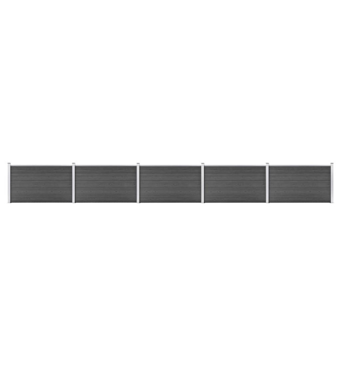 Ensemble de panneau de clôture WPC 872x105 cm Noir | Mobilier & Déco
