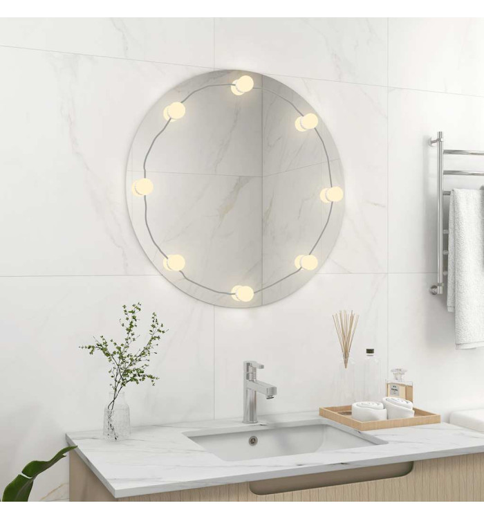 Miroir mural avec lampes LED Rond Verre | Mobilier & Déco