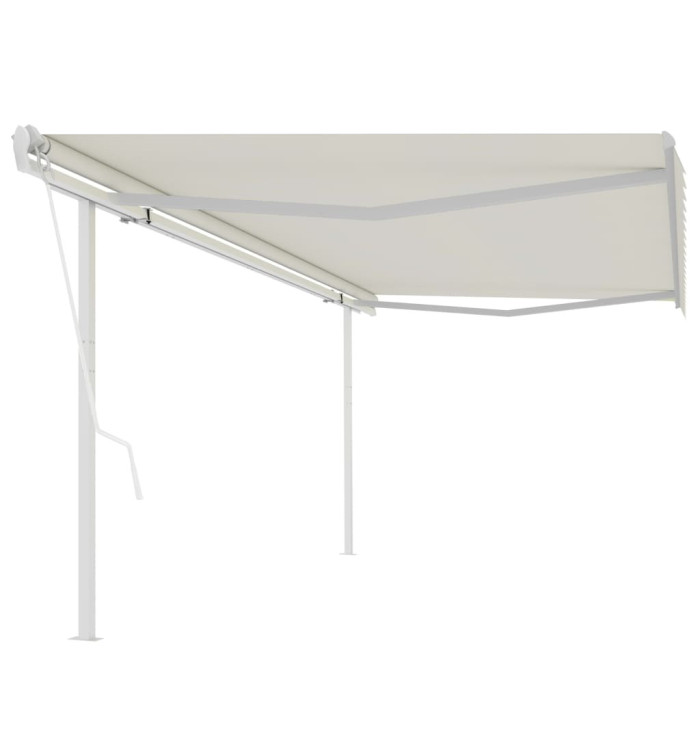 Auvent automatique rétractable poteaux 5x3,5 m Crème | Mobilier & Déco